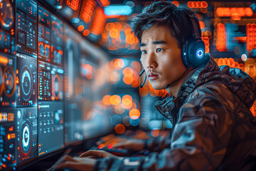 Cybersecurity expert monitoring network data