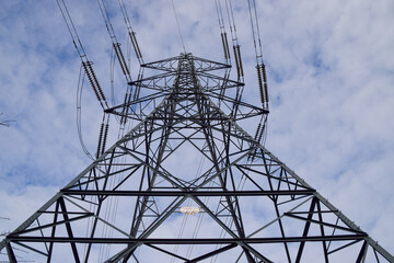 An electricity transmission tower, also known as a pylon.