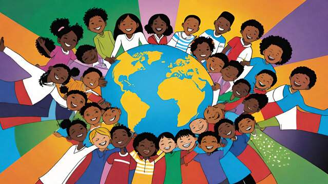 Group of children around the globe