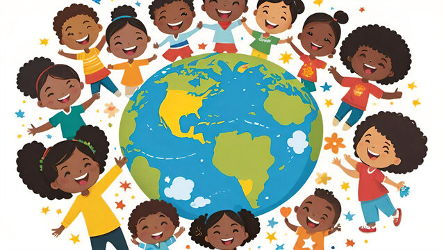 Group of children around the globe