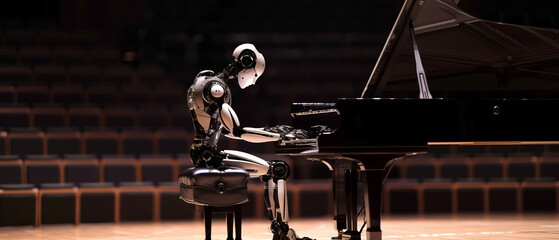 The Harmonious Fusion of Art and Robotics: A Robot Poised as a Pianist in an Empty Concert Hall
