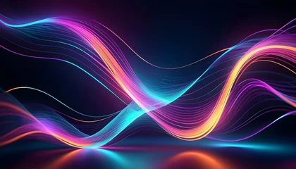 Foto op Canvas AI generated Abstract background with glowing lines and waves.  © Muhammad