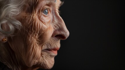 an old lady with a white hair wearing a hat and black dress - obrazy, fototapety, plakaty