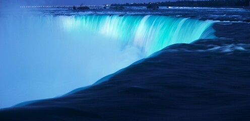 Aerial view of Niagara Falls at night