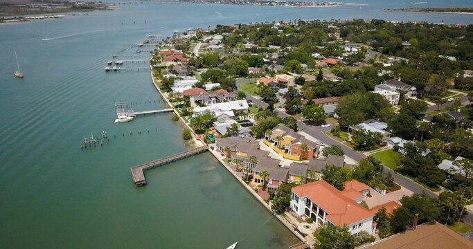 Aerial shot of the Anastasia island in Florida