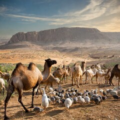 Camels and  goats 