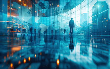 Fototapeta premium Walking business people and buildings,created with Generative AI tecnology.