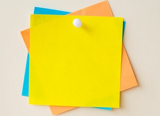 Colorful Paper Notes Stacked Together And Pinned On The Wall.