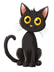 Black cat isolated on transparent background. Png format
