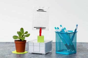 Tidy Workspace Setup Writing Desk Tools And Equipment Message