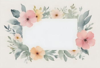 a frame with flowers and a white frame center inside of it