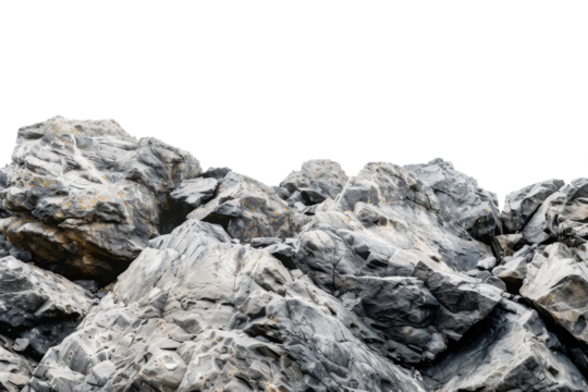 Large heavy rock stone isolated on background, flying rock in the space, natural giant boulder for decoration in garden yard.