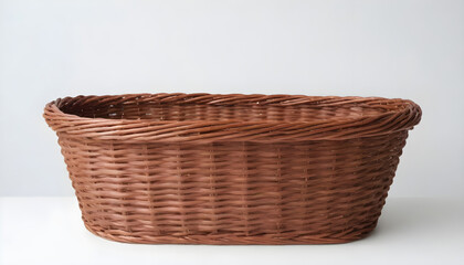 Large brown wicker basket on white background 4