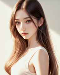 Fototapeta premium A beautiful Korean girl natural light glowing skin