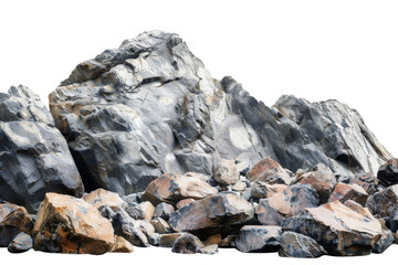 Fototapeta na wymiar Large heavy rock stone isolated on background, flying rock in the space, natural giant boulder for decoration in garden yard.