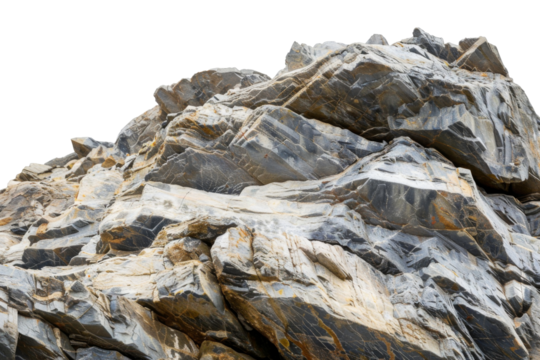 Large heavy rock stone isolated on background, flying rock in the space, natural giant boulder for decoration in garden yard.