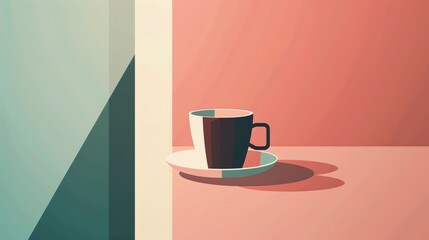 Artistic illustration of coffee, abstract, pastel, simple.