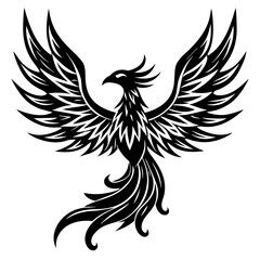  Phoenix bird silhouette. Phoenix Logo design concept is isolated on a white background. Phoenix Vector Illustration