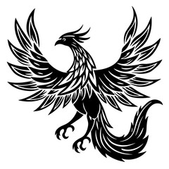  Phoenix bird silhouette. Phoenix Logo design concept is isolated on a white background. Phoenix Vector Illustration