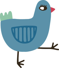 Bird flat vector illustration in doodle style.