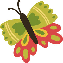 Butterfly flat vector illustration in doodle style.