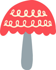 Mushroom flat vector illustration in doodle style.