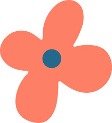 Flower flat vector illustration in doodle style.