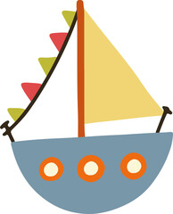 Ship flat vector illustration in doodle style.