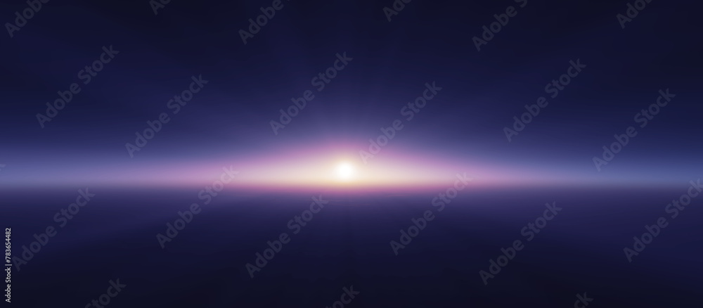 Sticker sunrise from space aurora, 3d rendering