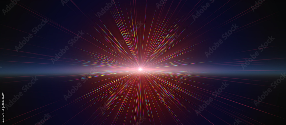 Wall mural sunrise from space aurora, 3d rendering