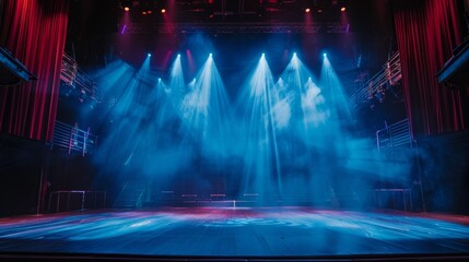 Theater stage with spotlight illuminating for opera performance, Opera, Theater Stage, Spotlight,...