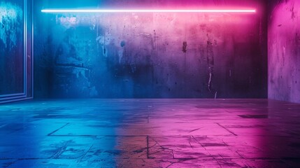 A luminous wall with a gradient of vibrant blue and pink lights, perfect for a futuristic party or club scene.