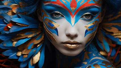 Wooden Whispers A Fusion of Tribal Elegance and Metallic Geometry in Artistic Splendor