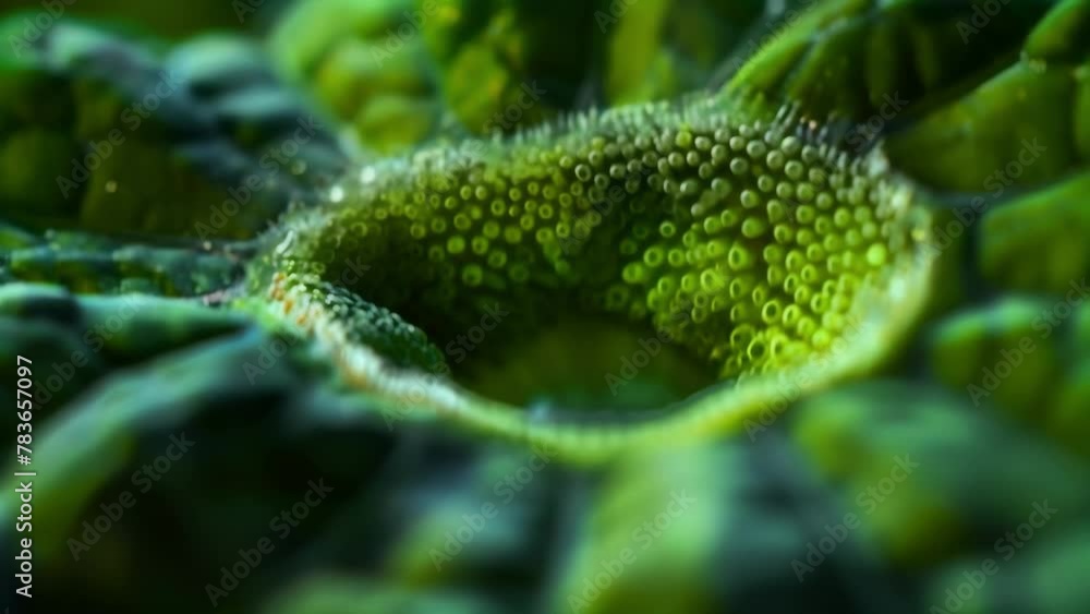 Aufkleber a closeup image of a single stoma on a plant leaf showing its unique shape and structure. the guard 