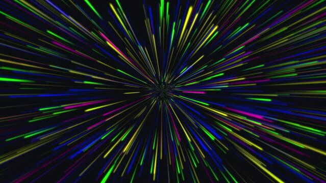 colorful vj speed lights background streaks animated background. 3d Abstract sci-fi grid or wireframe net footage. Dynamic blinking and moving stars in 4K