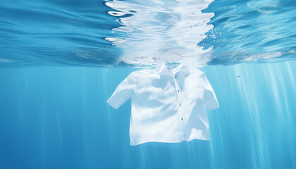 A white shirt is floating in the water