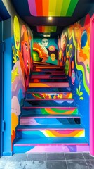Vibrant murals with hidden passageways  AI generated illustration