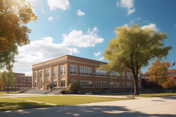 Fototapeta premium School picture. University. Faculty. School related topics. School world. Back to School. School holidays. Teaching at school. Teacher job offer.