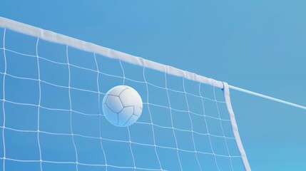 Volleyball net and ball hovering 3d style isolated flying objects memphis style 3d render  AI generated illustration