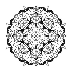 flower mandala with spinning blades black vector