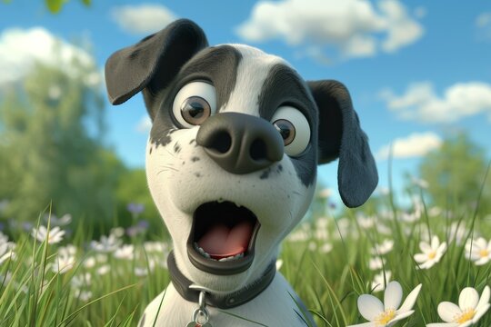 Captivating Dog animation city funny. Art fashion animal pet urban. Generate Ai