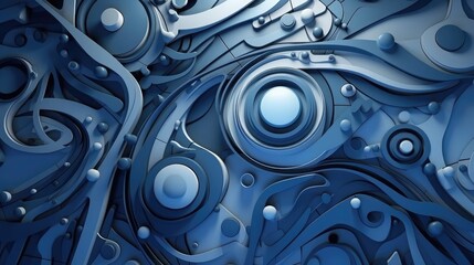 Abstract futuristic contemporary modern cosmic design in cartoon style. Digital generated illustration in grey and blue shades.