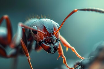 Hardworking Ant forest insect macro. Small bug. Generate Ai - obrazy, fototapety, plakaty