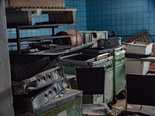 Random objects in the abandoned Soviet coal mining settlement Pyramiden on Svalbard