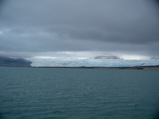 Beautiful view of glaciers in the sea in Svalbard, Spitsbergen
