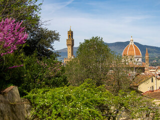 Italia, Toscana, Firenze,  il giardino della Villa Bardini e panorama su Firenze. - 783661439