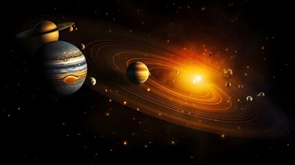 solar system with planets and sun in the background