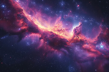 Obraz na płótnie Canvas A captivating deep space wallpaper showcasing distant galaxies, radiant nebulae, and twinkling stars, offering a mesmerizing glimpse into the mysterious and enchanting wonders of the universe