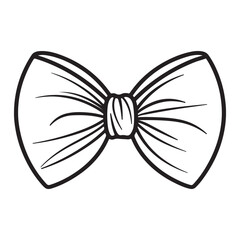 Bow tie line art for kids coloring book, black vector illustrati