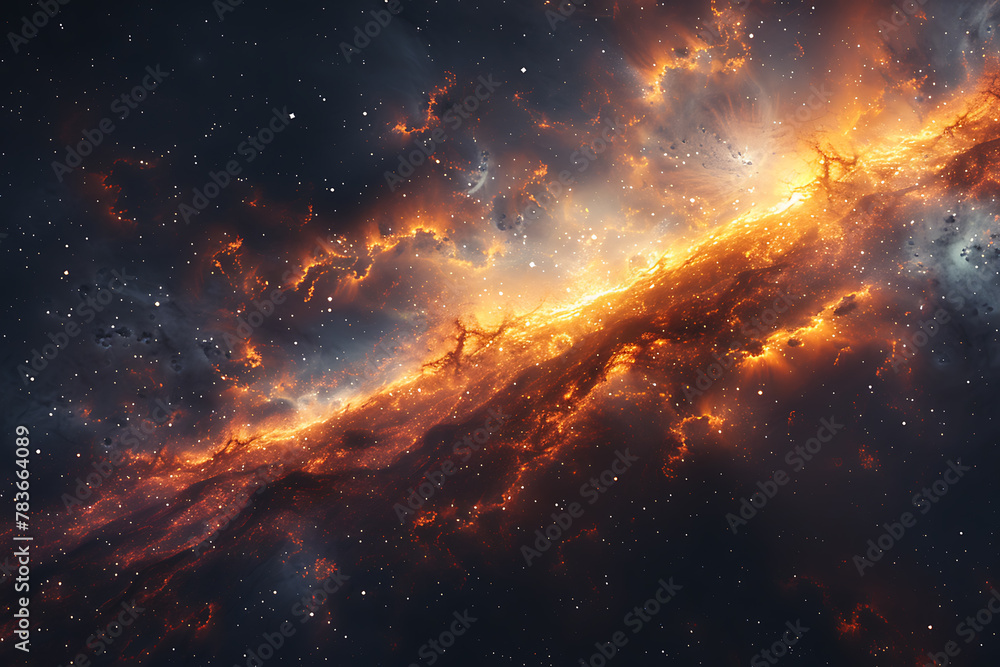 Poster vibrant digital rendering of deep space featuring a mesmerizing nebula and distant galaxies, perfect
